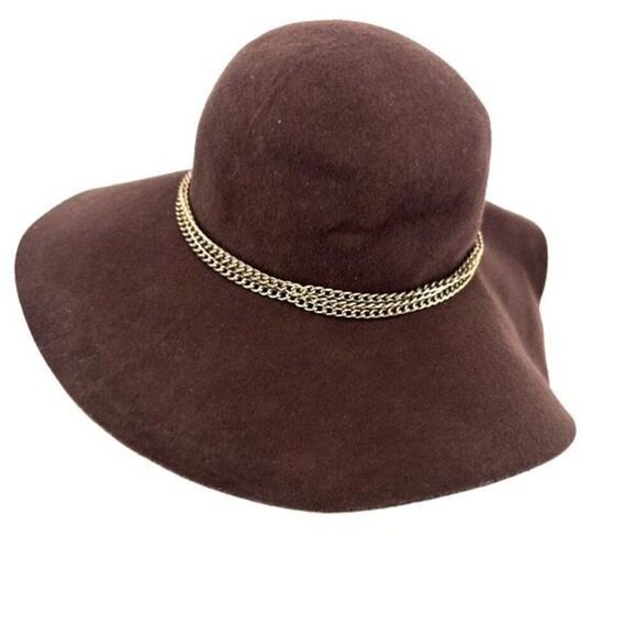 Vintage Y2K Forever 21 Women's Wool Chain Wide Brim Floppy Hat Brown One‎ Size - Picture 4 of 8